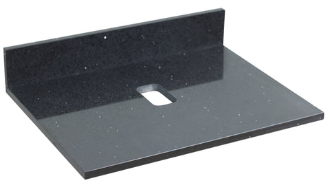 Image of American Imaginations Xena Quartz 24-in. W X 18.3-in. D Quartz Top In Black Galaxy Color For Wall Mount Faucet AI-555