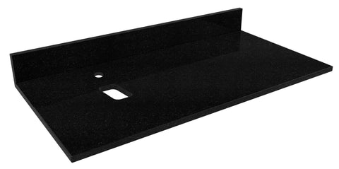 Image of American Imaginations Xena Quartz 48-in. W Floor Mount White Vanity Set For Deck Mount Drilling Black Galaxy Top AI-1408