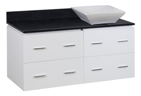 Image of American Imaginations Xena Quartz 48-in. W Wall Mount White Vanity Set For Deck Mount Drilling Black Galaxy Top AI-1540