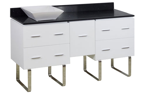 Image of American Imaginations Xena Quartz 60-in. W Floor Mount White Vanity Set For Wall Mount Drilling Black Galaxy Top AI-1418