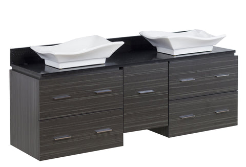 Image of American Imaginations Xena Quartz 60-in. W Wall Mount Dawn Grey Vanity Set For Deck Mount Drilling Black Galaxy Top AI-1450