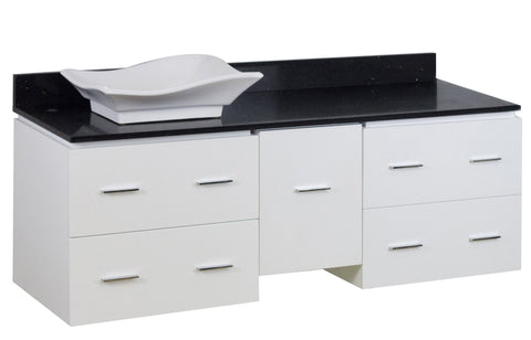 Image of American Imaginations Xena Quartz 60-in. W Wall Mount White Vanity Set For Deck Mount Drilling Black Galaxy Top AI-1514