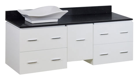 Image of American Imaginations Xena Quartz 60-in. W Wall Mount White Vanity Set For Wall Mount Drilling Black Galaxy Top AI-1516