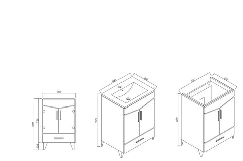 Image of American Imaginations Zen 24-in. W X 17-in. D Modern Plywood-Melamine Vanity Base Set Only In Dawn Grey AI-18123