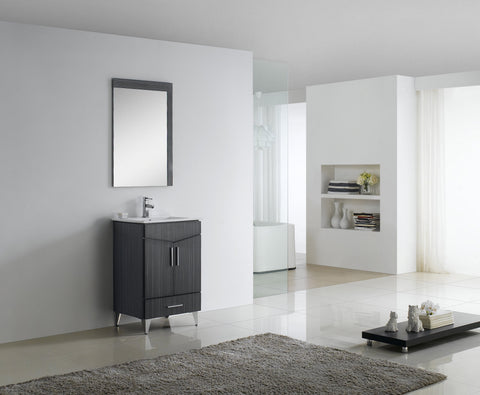 Image of American Imaginations Zen 24-in. W X 17-in. D Modern Plywood-Melamine Vanity Base Set Only In Dawn Grey AI-18123