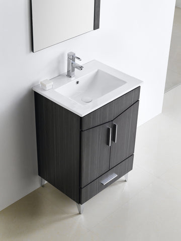Image of American Imaginations Zen 24-in. W X 17-in. D Modern Plywood-Melamine Vanity Base Set Only In Dawn Grey AI-18123