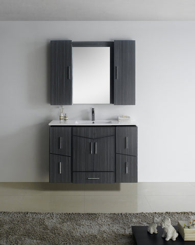 Image of American Imaginations Zen 47-in. W X 18-in. D Modern Wall Mount Plywood-Melamine Vanity Base Set Only In Dawn Grey AI-18129