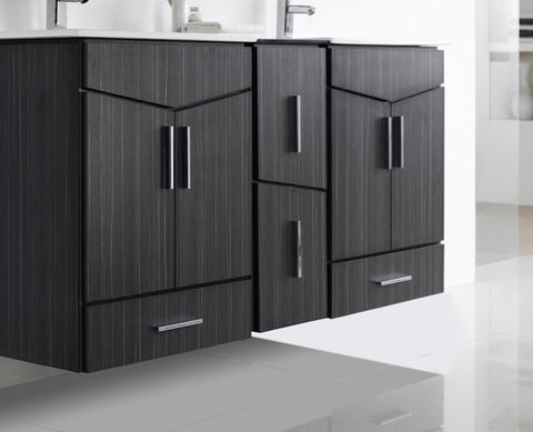 Image of American Imaginations Zen 58-in. W X 18-in. D Modern Wall Mount Plywood-Melamine Vanity Base Set Only In Dawn Grey AI-18133