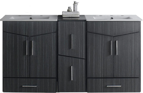 Image of American Imaginations Zen 61.5-in. W Wall Mount Dawn Grey Vanity Set For 3H8-in. Drilling AI-18166