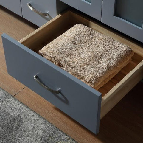 Image of Ariel Americano 73" Grey Modern Double Sink Vanity W/ White Quartz Top B073D-WQ-GRY A073D-VO-WHT