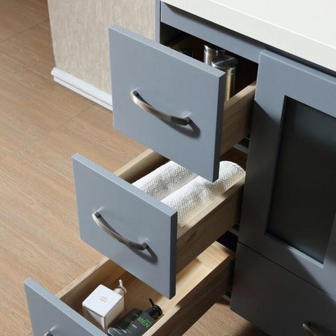 Image of Ariel Americano 73" Grey Modern Double Sink Vanity W/ White Quartz Top B073D-WQ-GRY A073D-VO-WHT