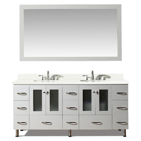 Image of Ariel Americano 73" White Modern Double Sink Vanity W/ White Quartz Top B073D-WQ-WHT B073D-WQ-GRY