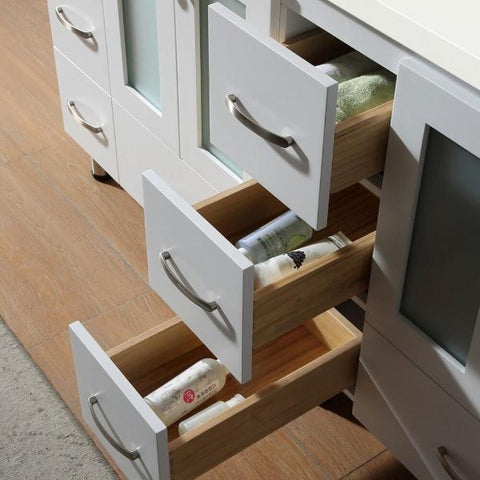 Image of Ariel Americano 73" White Modern Double Sink Vanity W/ White Quartz Top B073D-WQ-WHT B073D-WQ-GRY