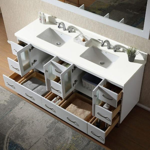 Image of Ariel Americano 73" White Modern Double Sink Vanity W/ White Quartz Top B073D-WQ-WHT B073D-WQ-GRY