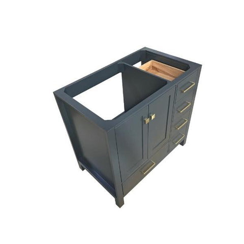Image of Ariel Cambridge 36" Midnight Blue Transitional Vanity Base Cabinet A037S-L-BC-MNB VAN081-48-T