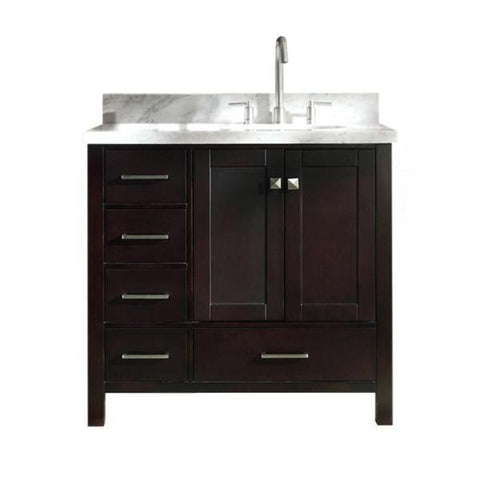 Image of Ariel Cambridge 37" Espresso Modern Single Oval Sink Bathroom Vanity A037S-L-VO-ESP