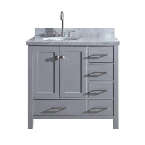 Image of Ariel Cambridge 37" Espresso Modern Single Oval Sink Bathroom Vanity A037S-R-VO-GRY