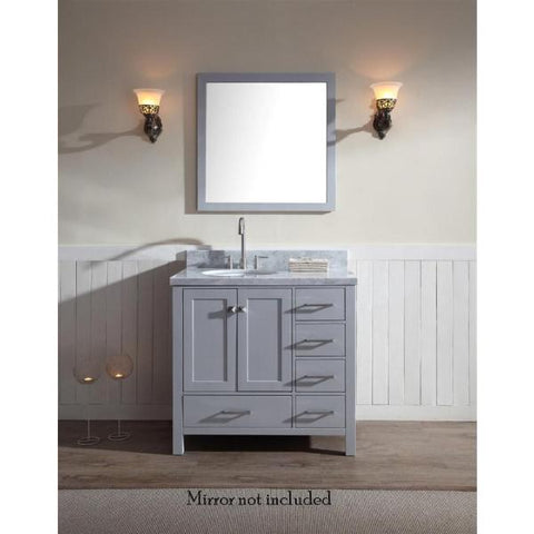 Image of Ariel Cambridge 37" Espresso Modern Single Oval Sink Bathroom Vanity A037S-R-VO-GRY