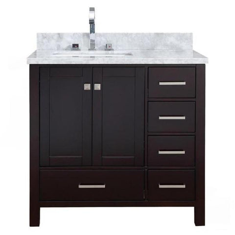 Image of Ariel Cambridge 37" Espresso Modern Single Sink Bathroom Vanity A037SLCWRVOESP