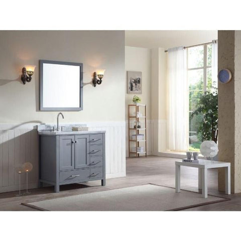 Image of Ariel Cambridge 37" Grey Modern Oval Sink Vanity With Mirror A037S-L-GRY