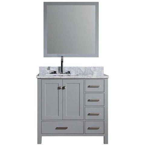 Image of Ariel Cambridge 37" Grey Modern Rectangle Sink Bathroom Vanity A037S-L-CWR-GRY