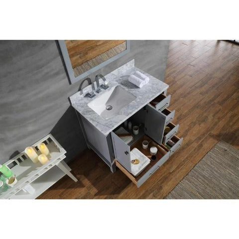 Image of Ariel Cambridge 37" Grey Modern Rectangle Sink Bathroom Vanity A037S-L-CWR-GRY
