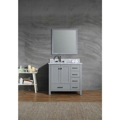 Image of Ariel Cambridge 37" Grey Modern Rectangle Sink Bathroom Vanity A037S-L-CWR-GRY