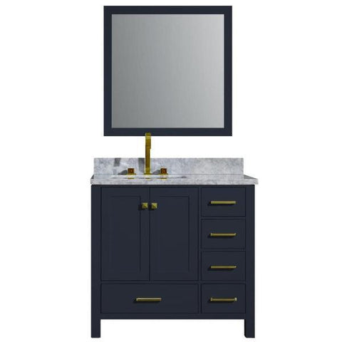Image of Ariel Cambridge 37" Midnight Blue Modern Bathroom Vanity A037S-L-CWR-MNB A037S-L-CWR-MNB