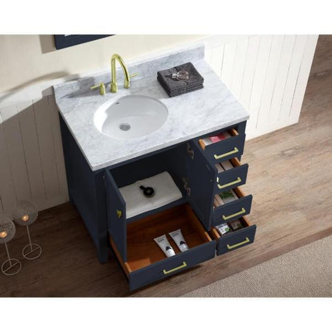 Image of Ariel Cambridge 37" Midnight Blue Modern Bathroom Vanity A037S-L-MNB A037S-L-MNB