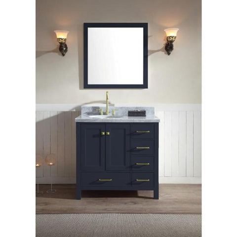 Image of Ariel Cambridge 37" Midnight Blue Modern Bathroom Vanity A037S-L-MNB A037S-L-MNB