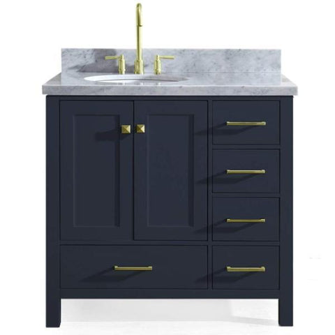 Image of Ariel Cambridge 37" Midnight Blue Modern Bathroom Vanity A037S-L-VO-MNB A037S-L-VO-MNB