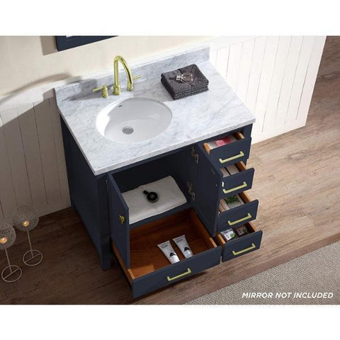 Image of Ariel Cambridge 37" Midnight Blue Modern Bathroom Vanity A037S-L-VO-MNB A037S-L-VO-MNB