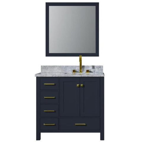 Image of Ariel Cambridge 37" Midnight Blue Modern Bathroom Vanity A037S-R-CWR-MNB A037S-R-CWR-MNB