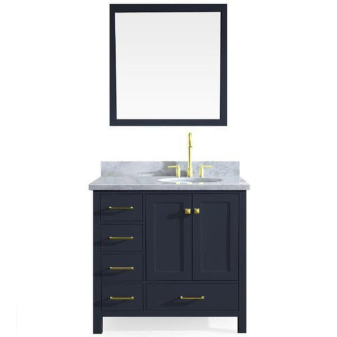 Image of Ariel Cambridge 37" Midnight Blue Modern Bathroom Vanity A037S-R-MNB A037S-R-MNB