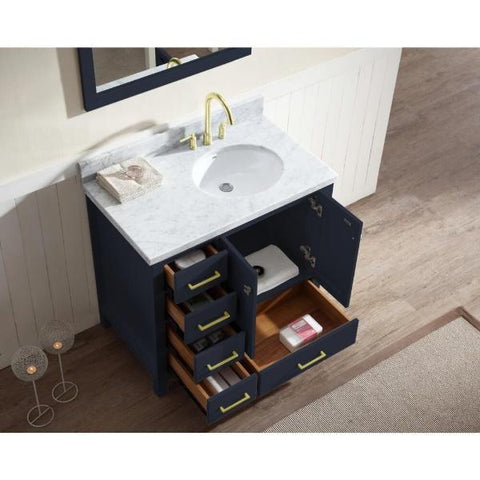 Image of Ariel Cambridge 37" Midnight Blue Modern Bathroom Vanity A037S-R-MNB A037S-R-MNB