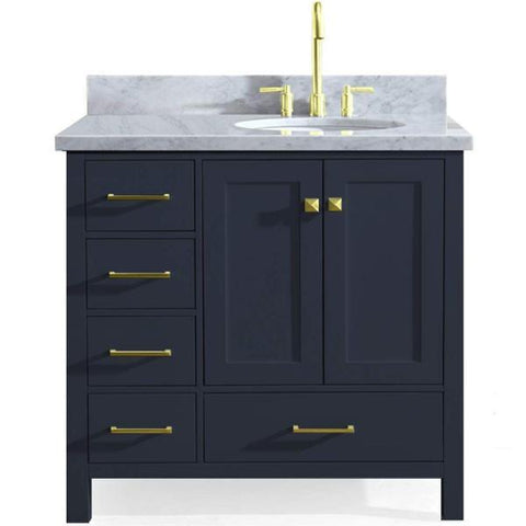 Image of Ariel Cambridge 37" Midnight Blue Modern Bathroom Vanity A037S-R-VO-MNB A037S-R-VO-MNB