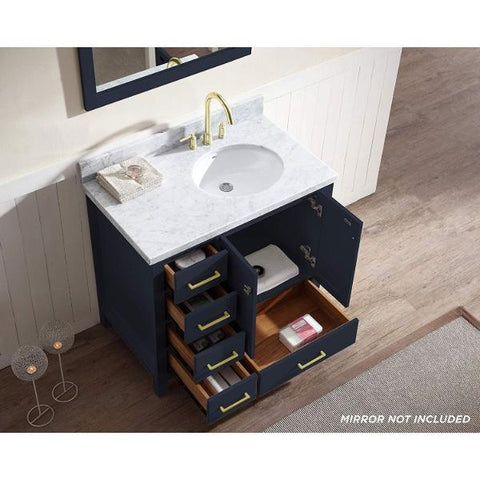 Image of Ariel Cambridge 37" Midnight Blue Modern Bathroom Vanity A037S-R-VO-MNB A037S-R-VO-MNB