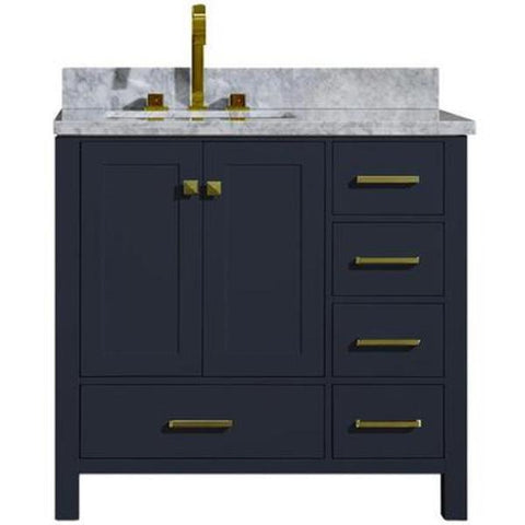 Image of Ariel Cambridge 37" Midnight Blue Modern Bathroom Vanity A037SLCWRVOMNB A037SLCWRVOMNB