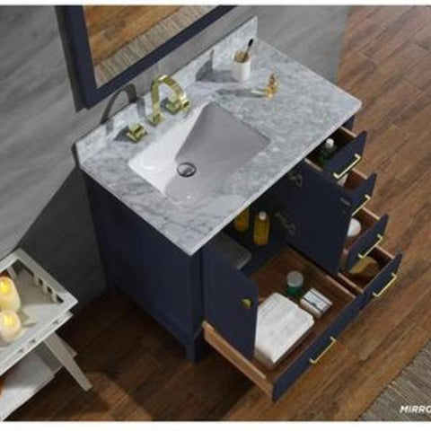 Image of Ariel Cambridge 37" Midnight Blue Modern Bathroom Vanity A037SLCWRVOMNB A037SLCWRVOMNB