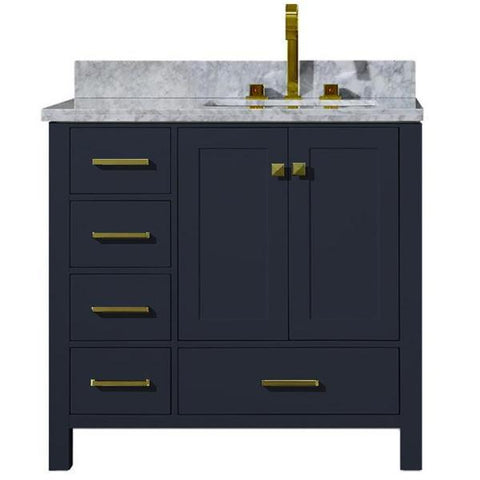 Image of Ariel Cambridge 37" Midnight Blue Modern Bathroom Vanity A037SRCWRVOMNB A037SRCWRVOMNB