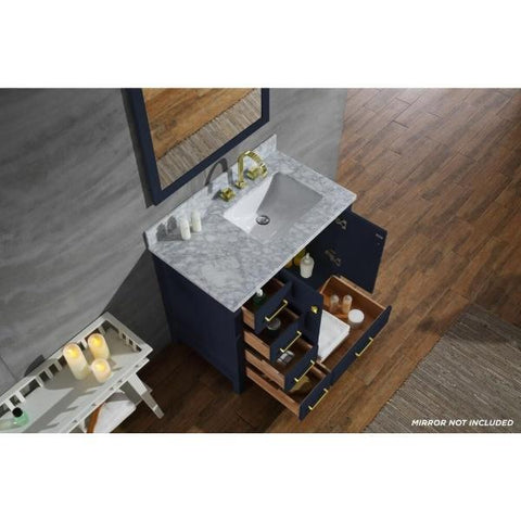 Image of Ariel Cambridge 37" Midnight Blue Modern Bathroom Vanity A037SRCWRVOMNB A037SRCWRVOMNB