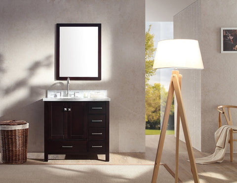Image of Ariel Cambridge 37" Single Sink Vanity Set w/ Left Offset Sink in Espresso A037S-L-ESP