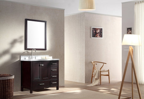 Image of Ariel Cambridge 37" Single Sink Vanity Set w/ Left Offset Sink in Espresso A037S-L-ESP
