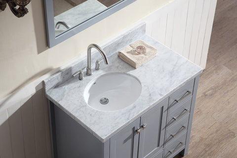 Image of Ariel Cambridge 37" Single Sink Vanity Set w/ Left Offset Sink in Grey A037S-L-GRY