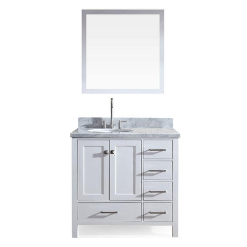 Image of Ariel Cambridge 37" Single Sink Vanity Set w/ Left Offset Sink in White A037S-L-WHT