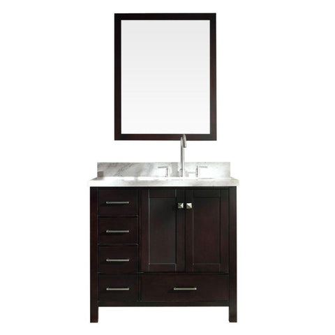 Image of Ariel Cambridge 37" Single Sink Vanity Set w/ Right Offset Sink in Espresso A037S-R-ESP