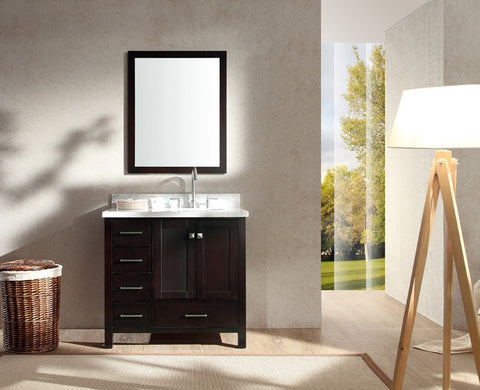 Image of Ariel Cambridge 37" Single Sink Vanity Set w/ Right Offset Sink in Espresso A037S-R-ESP