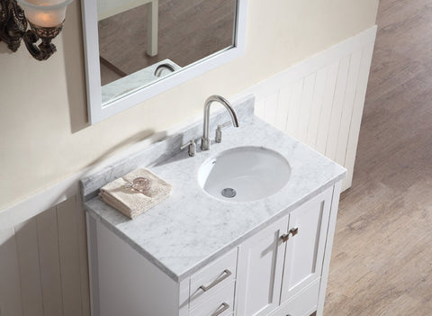 Image of Ariel Cambridge 37" Single Sink Vanity Set w/ Right Offset Sink in White A037S-R-WHT