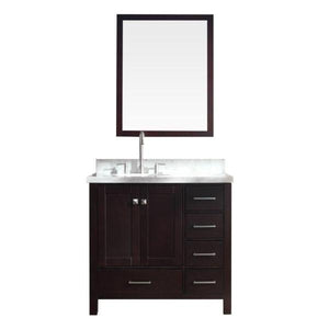 Ariel Cambridge 37" White Modern Oval Sink Vanity With Mirror A037S-L-ESP