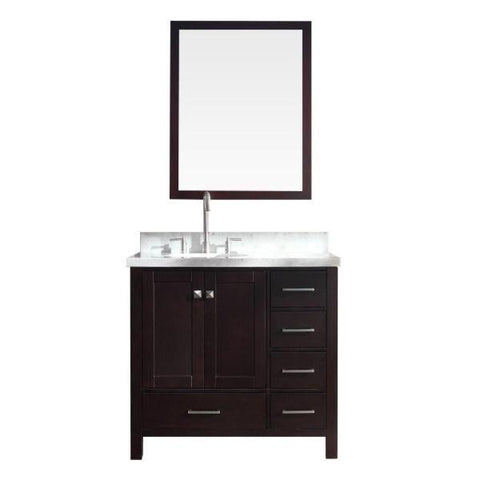 Image of Ariel Cambridge 37" White Modern Oval Sink Vanity With Mirror A037S-L-ESP